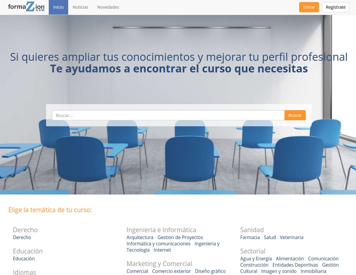 Imagen de la home de la web de formazion.com. Buscador de Cursos, Masters, Postgrados y Seminarios